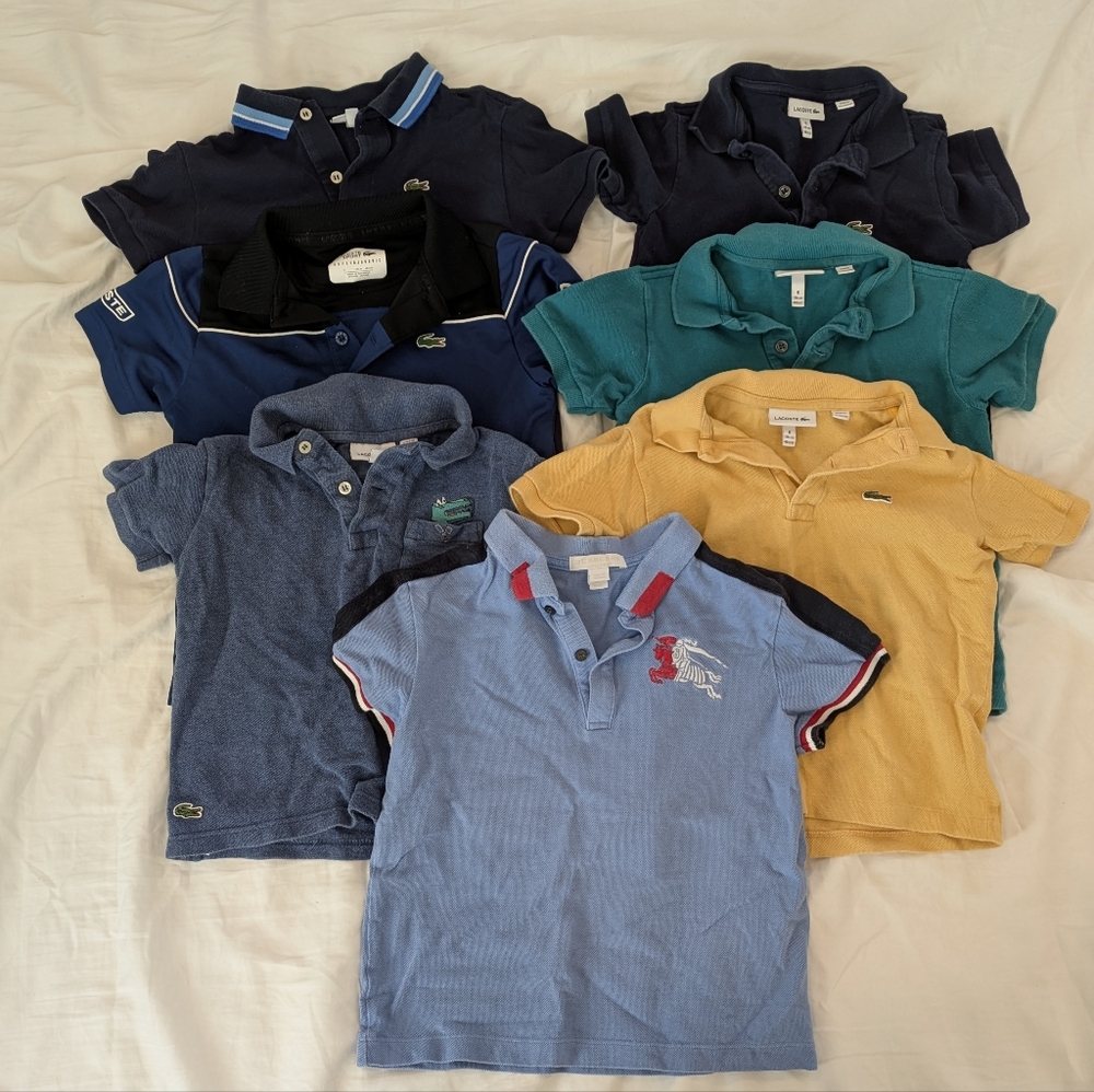 Lacoste and Burberry - Lot of 7 Polos for 4-5 Year-old Boys